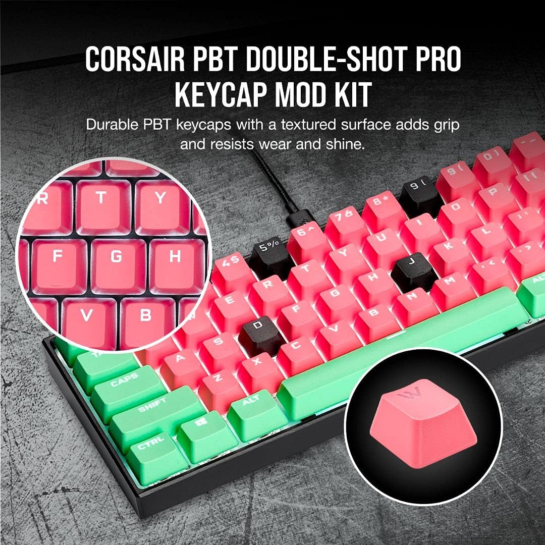 Corsair PBT Double-Shot Pro Keycap Mod Kit – Double-Shot PBT Keycaps – Rogue Pink – Standard untere