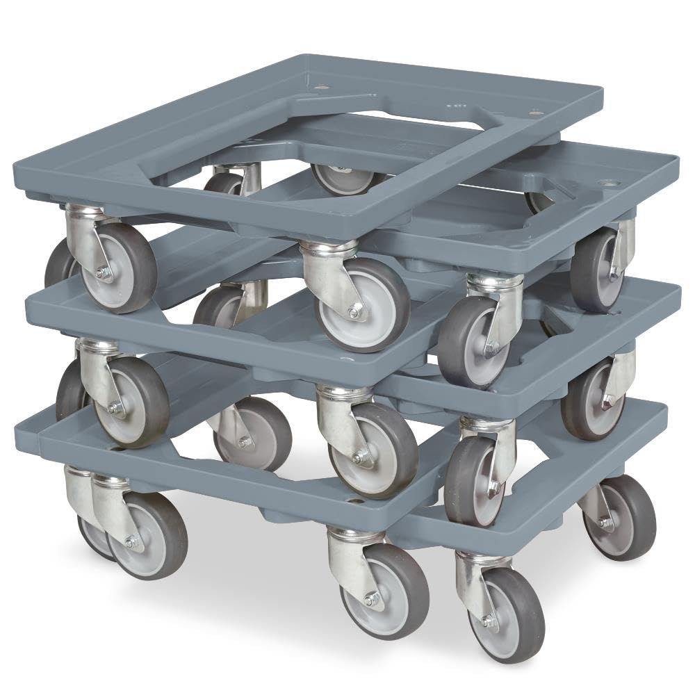BRB 6X Logistikroller/Transportroller für Kisten 600x400 mm, Tragkraft 250 kg (grau), Grau