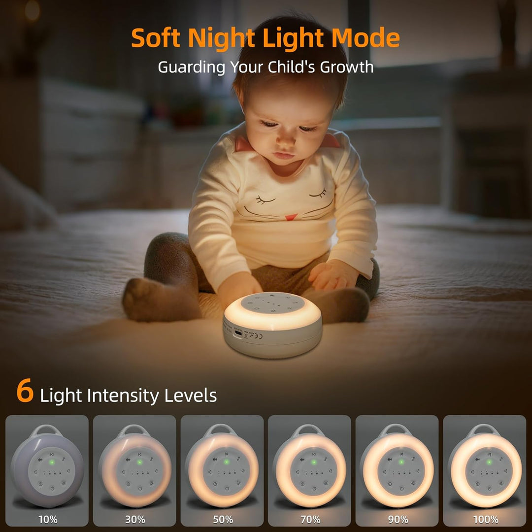 White Noise Machine Baby Weisses Rauschen Baby mit Nachtlicht 24 Beruhigende Klänge Timerfunktion Bl