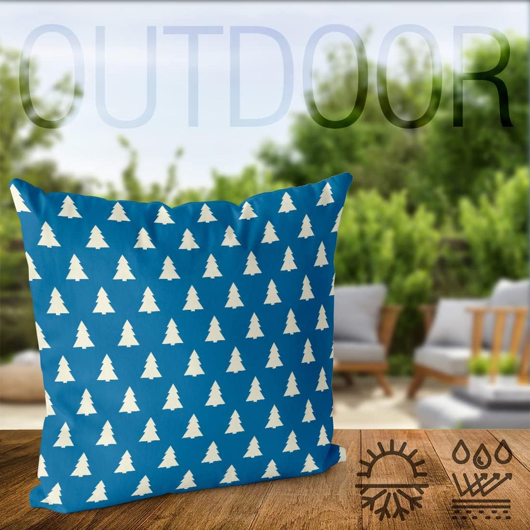 VOID Wald Design blau Kissenbezug Kissenhülle Sofakissen Kissen Deko Weihnachten Winter Weihnachtsde