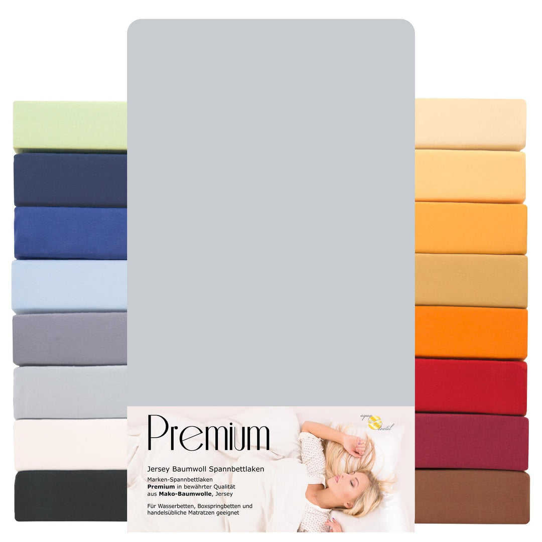 aqua-textil Premium Spannbettlaken 180x200-200x220 cm Silber grau Baumwolle Bettlaken Betttuch Elast