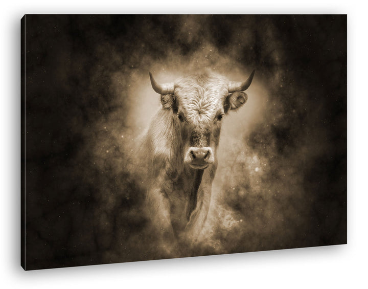 deyoli Dark Sternzeichen Stier Format: 100x70 Effekt: Sepia als Leinwandbild, Motiv fertig gerahmt a