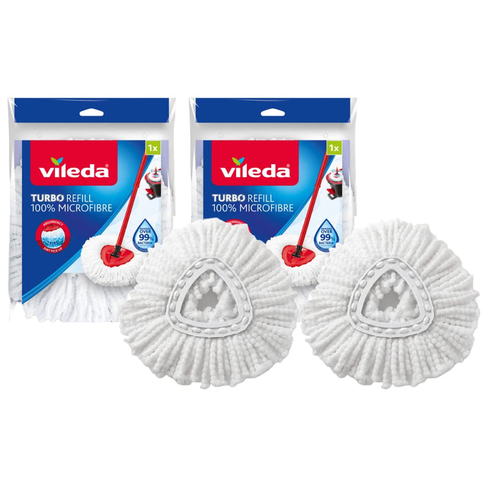 Vileda Turbo Classic Mop Nachfüllkopf, Microfaser, weiss, 2 Stück, 2 2 Stück Mopp-Nachfüllkopf Singl