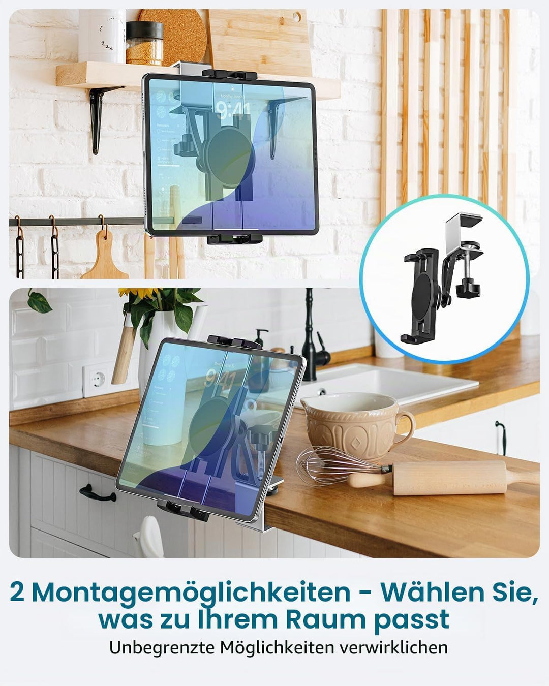 Tisch Küche Tablet Halterung, woleyi Unterschrank Schrank Tablet Küchenhalterung mit Einfache Instal