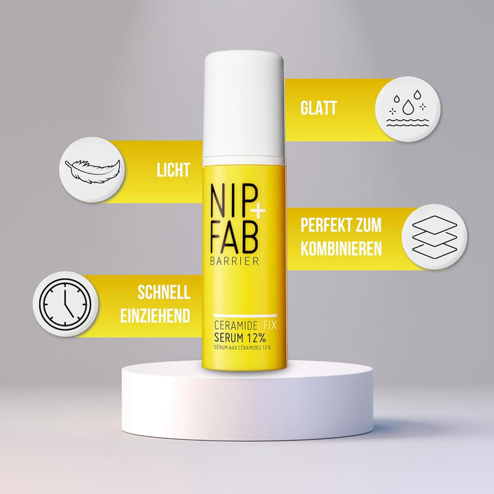 Nip+Fab Ceramide Fix Serum 12% 1.69 Fl Oz, Replenishing Ceramide-Enriched Complex, Skin Barrier Stre