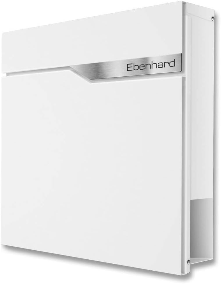 Metzler® Standbriefkasten mit Zeitungsfach und Edelstahl-Namensschild in Weiss RAL 9016 witterungsbe