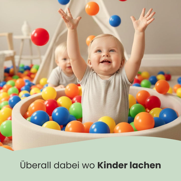 LittleTom 50 Bälle für Bällebad - Bunte Kunststoffbälle für Kinder - robuste Babybälle ideal für Bäl