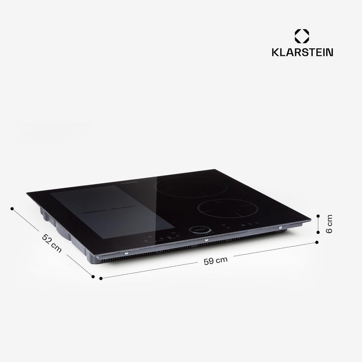 Klarstein Induktionskochfeld, Glaskeramik Kochfeld, mit 4 Platten, Einbau- mit Touch-Display, Digita