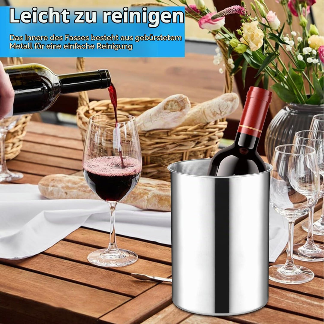6er Set Stapelbarer Verdickter Edelstahl Eiskübel 750 ML Kühlkübel für Wein, Bier &amp; Champagner, Meta
