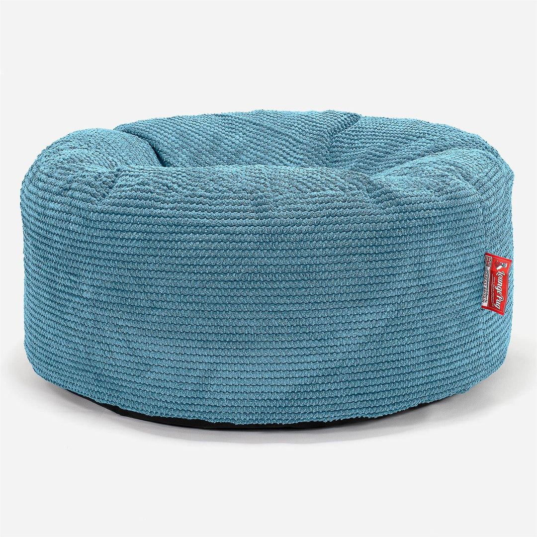Lounge Pug, Sitzhocker Pouf, Sitzpouf, Pom-Pom Türkis Stonewashed Denim Navy, Stonewashed Denim Navy