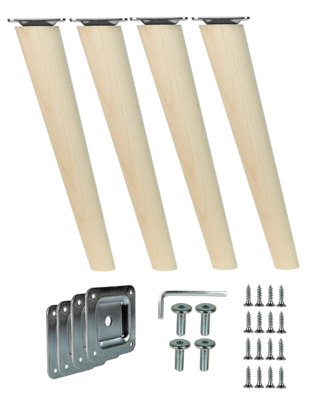 Prima Online 4X Holzfüsse Möbelfüsse Sofafüsse Buche Holzbeine schräg Länge 25cm Buche Holz Oberfläc