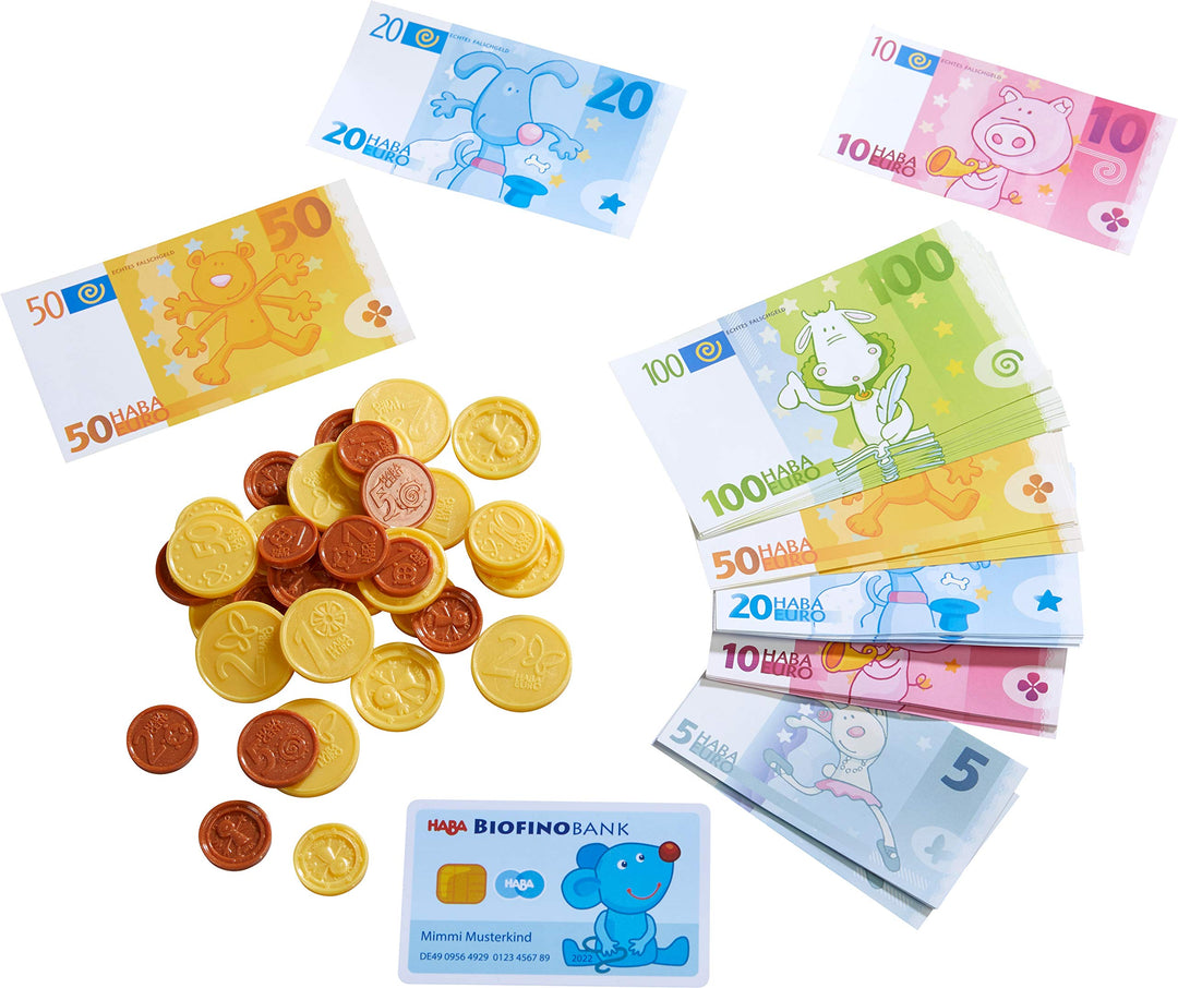 HABA 304131 - HABA-Kaufladen-Spielgeld, Kaufladenzubehör mit Geldscheinen aus robustem Papier, Spiel