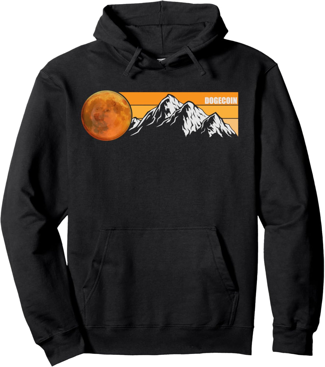 Dogecoin Doge Moon Shirt, Retro Dogecoin Dog Cryptocurrency Pullover Hoodie