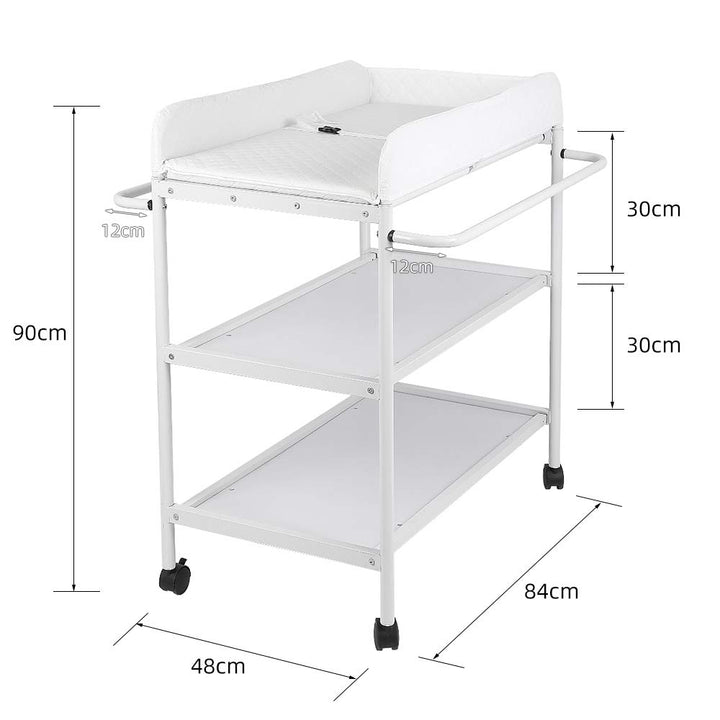 OHMG Baby Wickelkombi Klappbare Wickelkommode,Wickeltisch mit Rollen,Mobiler Wickeltisch mit Wickela