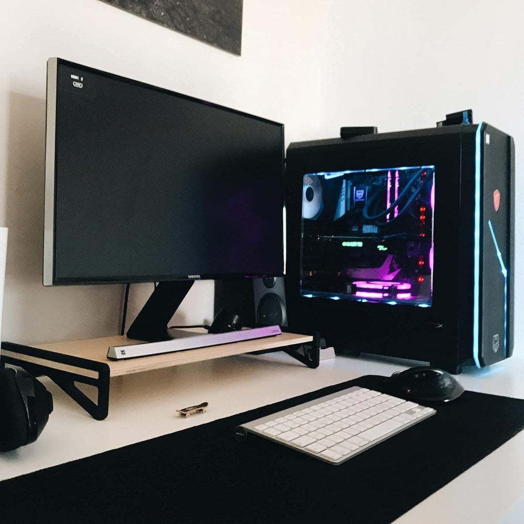 BOREEN Monitorständer für Laptop, PC und Laptop, aus natürlichem Holz.