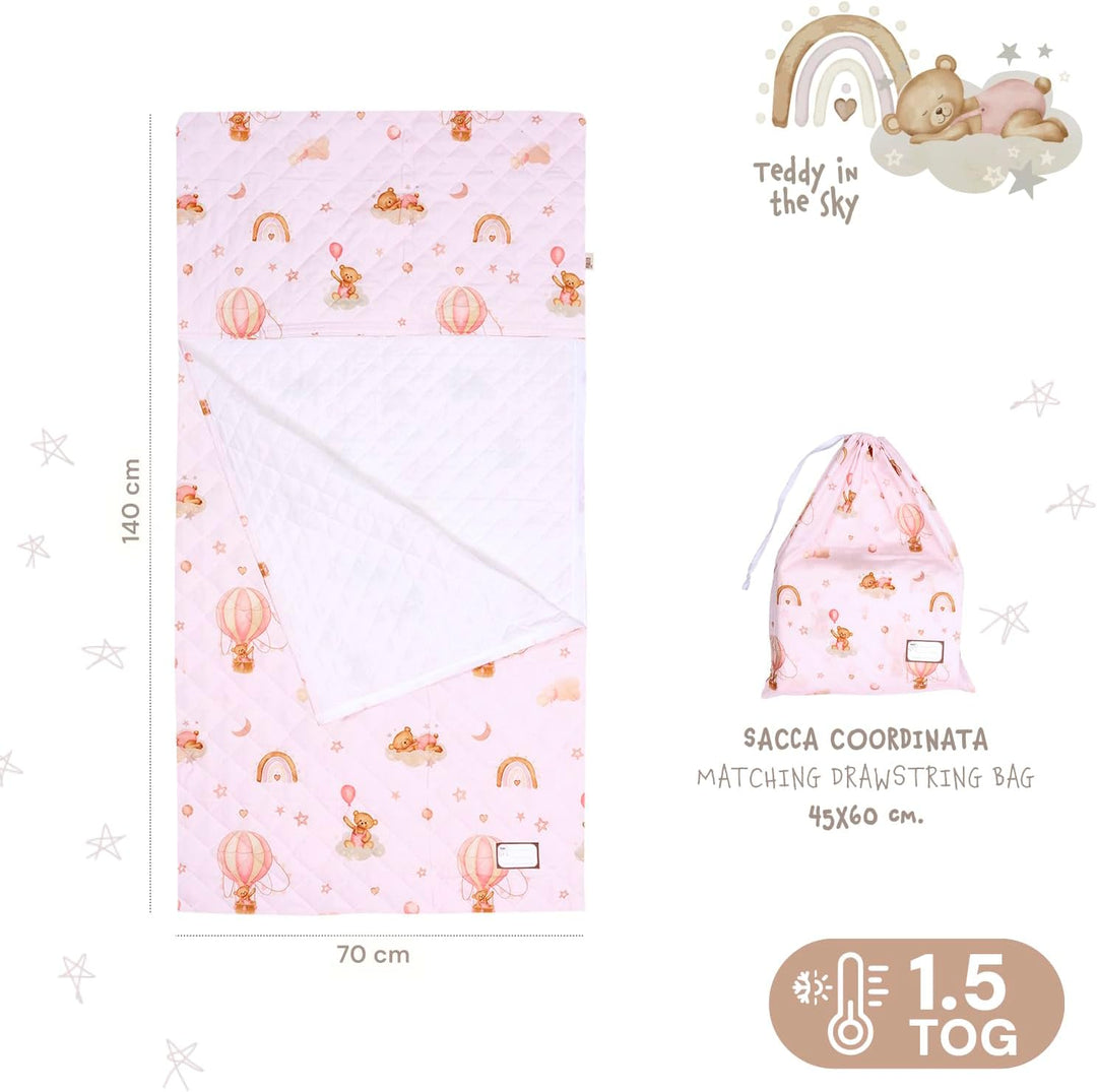 Schlafsack Kinder Kindergarten TOG 1.5 mit Klettverschluss und Beutel - Kinderschlafsack Indoor Leic