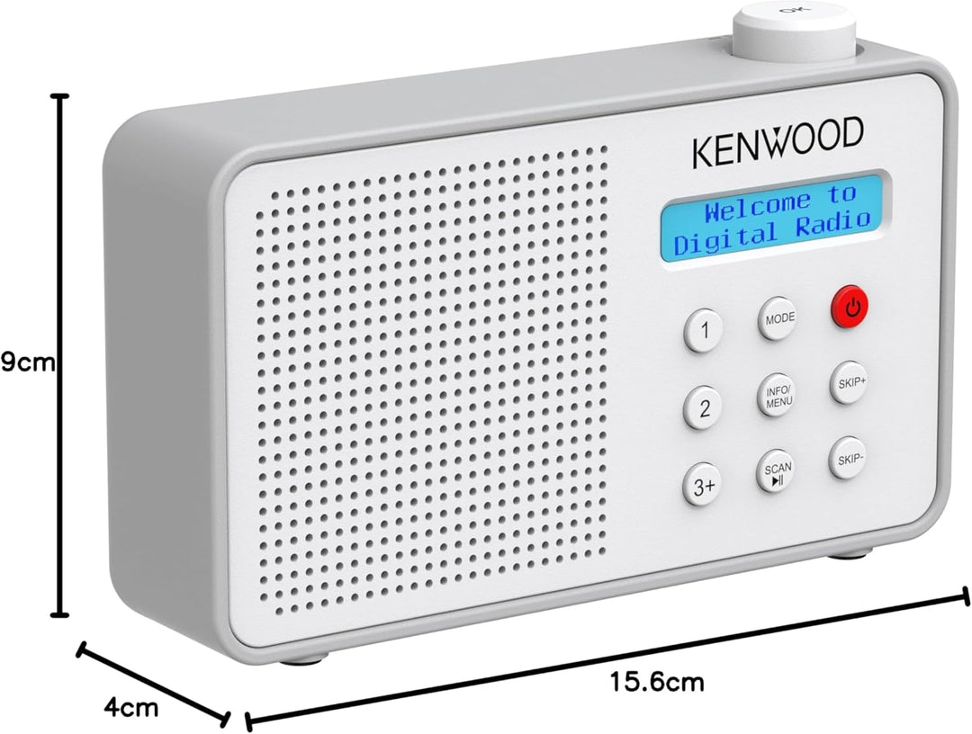 Kenwood CR-M25DAB-W - Tragbares DAB+ Radio mit Bluetooth, Automatic Safety Alert (ASA), Li-Ion Akku