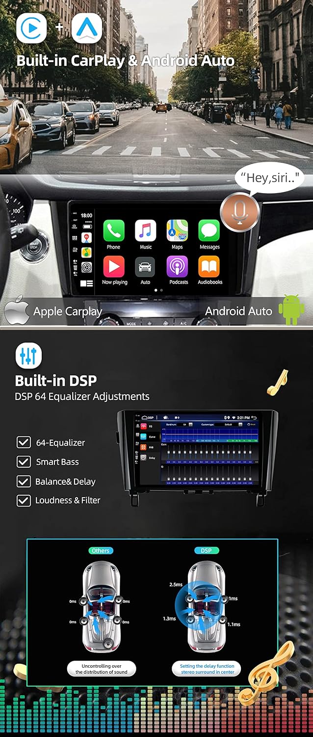JOYX Android 12 Autoradio Passt für Nissan X-Trail Qashqai j11 Rouge (2014-2018) - 4G+64G - Eingebau