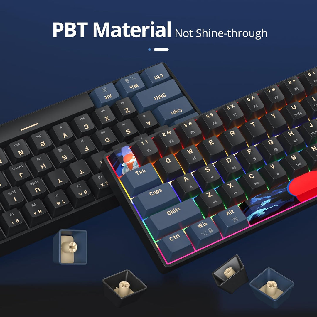 SbocKeeb Gaming Tastatur Mechanische, Mini Tastatur 60 Prozent Amerïka QWERTY, 61 Tasten Kabelgebund