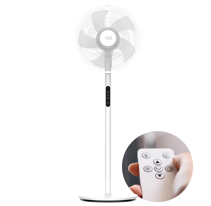 LEBENLANG Stand Ventilator leise - Mit Fernbedienung & LED-Display & 5 Modi I Oszillierend Energiesp
