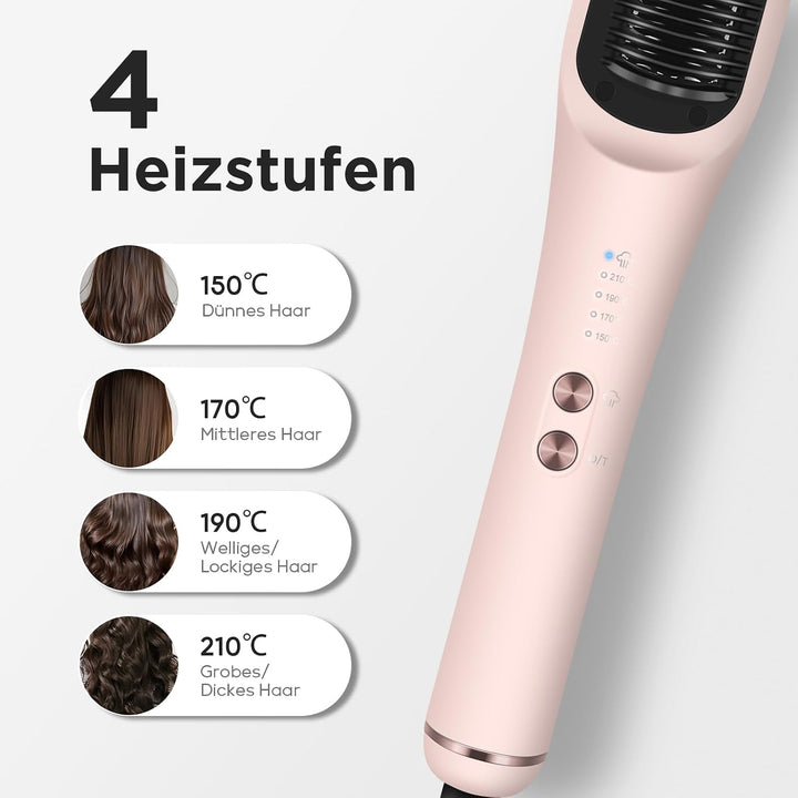 Pro Dampf Glättbürste, PARWIN PRO BEAUTY 3-in-1 Dampf Haarglätter Bürste, LED-Anzeigeleuchte, Ionent