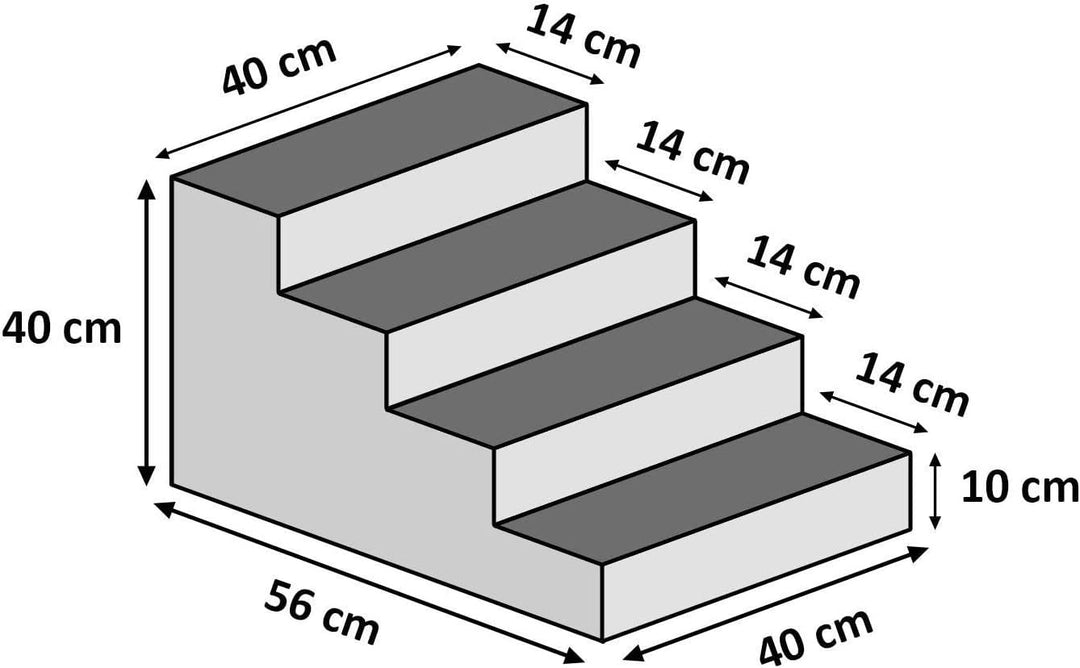 Hundetreppe 40 cm hoch | Katzentreppe Haustiertreppe | 4 Stufen | Hunde Katzen Haustier | für Bett u