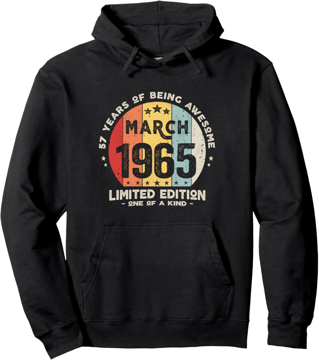 57 Geburtstag Mann Frau 57 Years Old März 1965 Pullover Hoodie