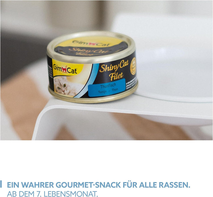 GimCat ShinyCat Filet Thunfisch - Katzenfutter mit saftigem Filet ohne Zuckerzusatz für ausgewachsen