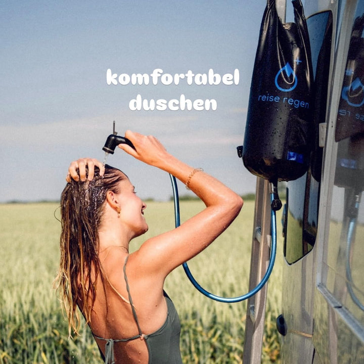 reiseregen ® *neues Modell* – Camping-Dusche – Solar-Dusche + wasserdichter Outdoor-Drybag BASIC, BA