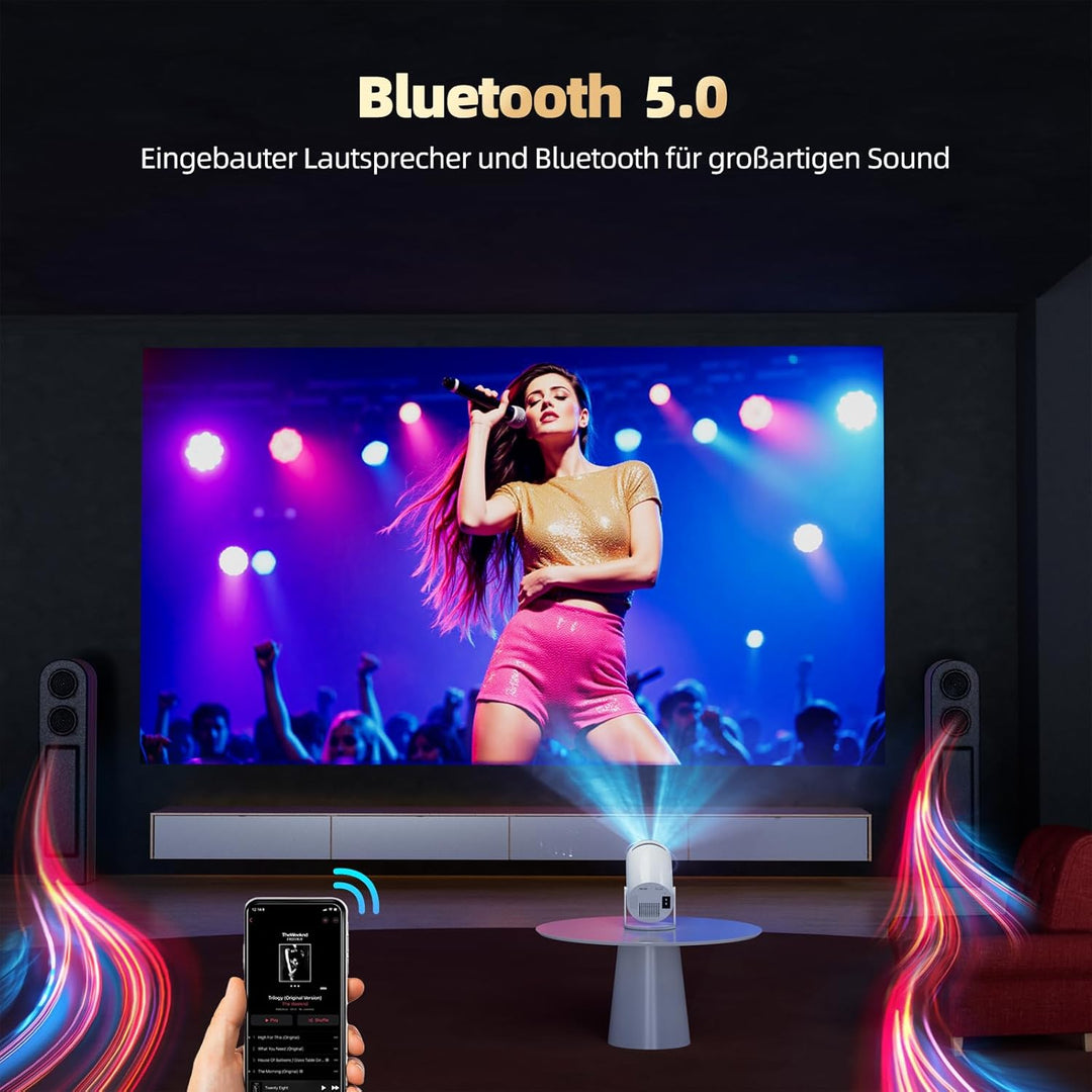 Neuer Mini Beamer 4K Unterstützt Android 11, Projektor Tragbarer FHD 1080P mit WLAN 6 BT 5.0, Beamer