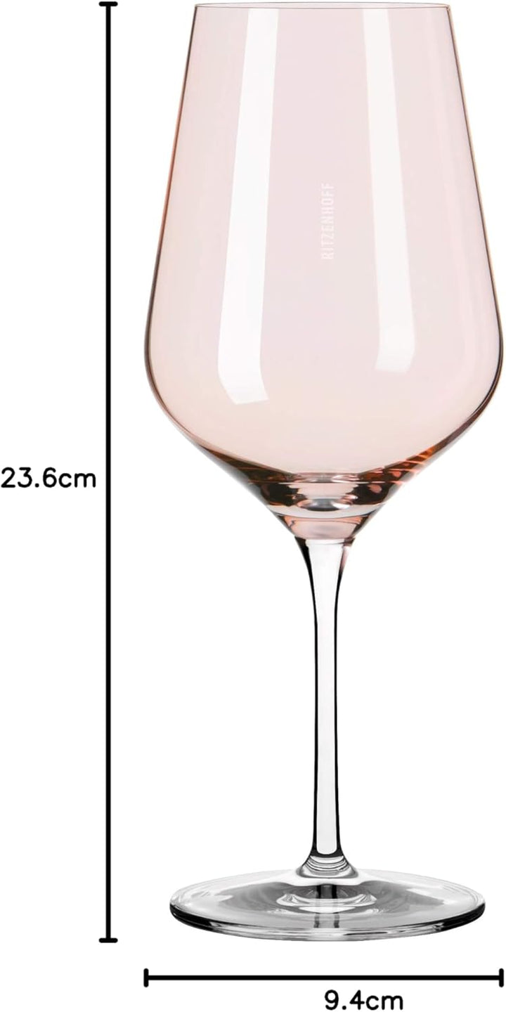 RITZENHOFF 3631001 Rotweinglas 500 ml – Serie Fjordlicht Nr. 1 – 2 Stück mit Farbverlauf Peach – Mad
