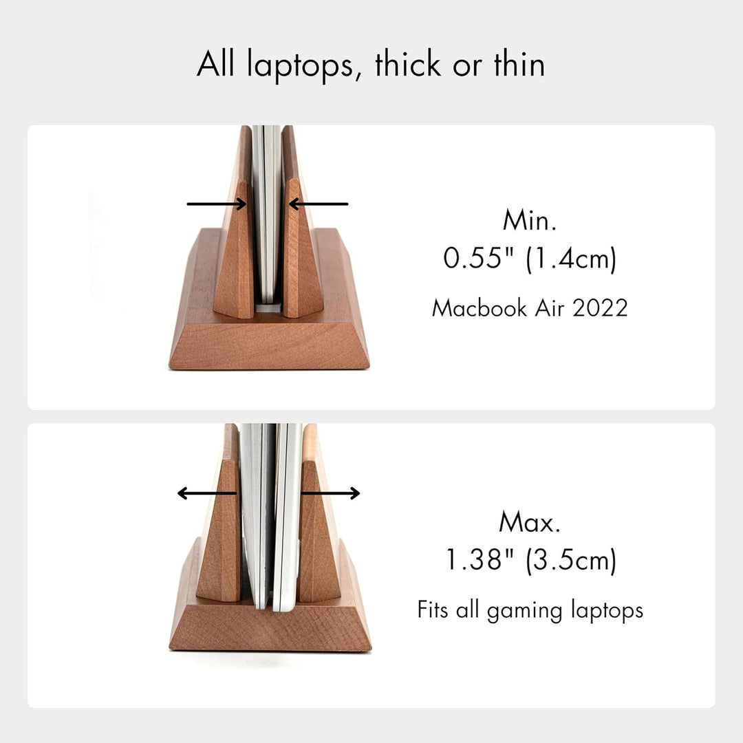Verstellbarer vertikaler Laptop-Ständer, kompatibel mit allen Laptops, MacBook-Ständer, Holz-iPad-Ha