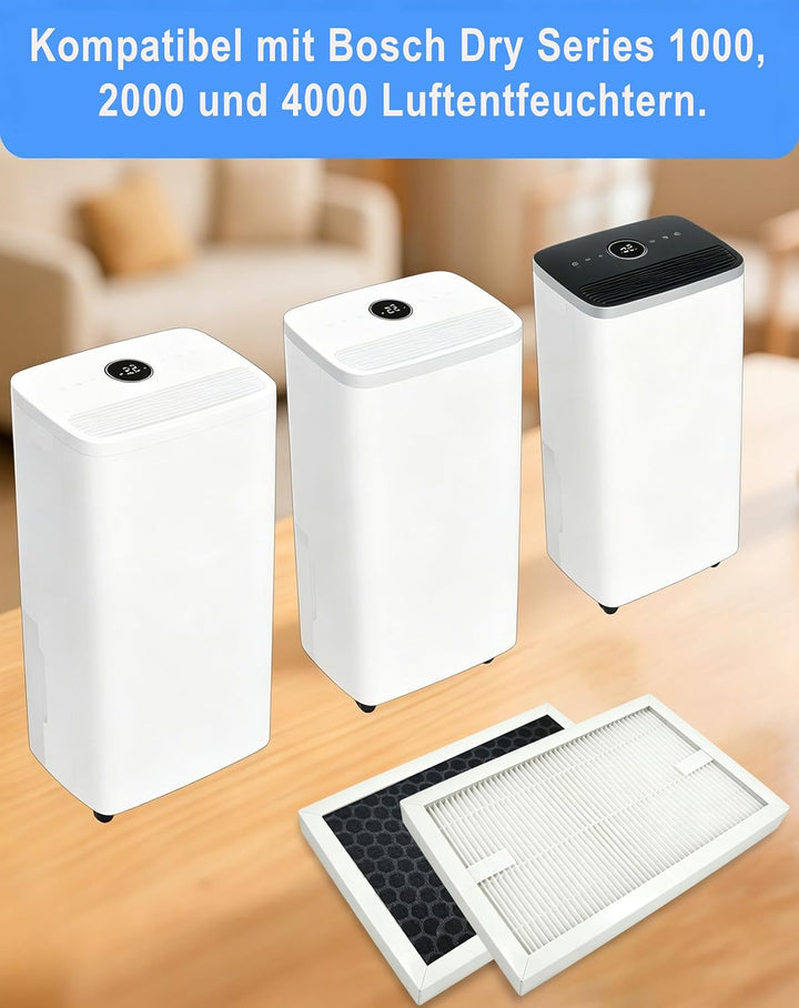 4 Sets Luftentfeuchterfilter Kompatibel mit Bosch Dry Series 1000, 2000 und 4000 Luftentfeuchtern, 2