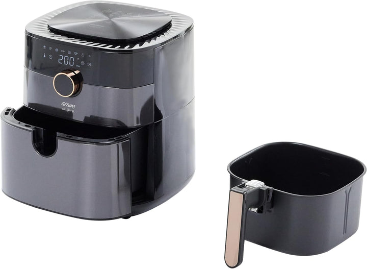 Arzum 6L Heissluftfritteuse Schwarz, 8 voreingestellte Kochprogramme Airfryer ölfreies, gesundes Fri