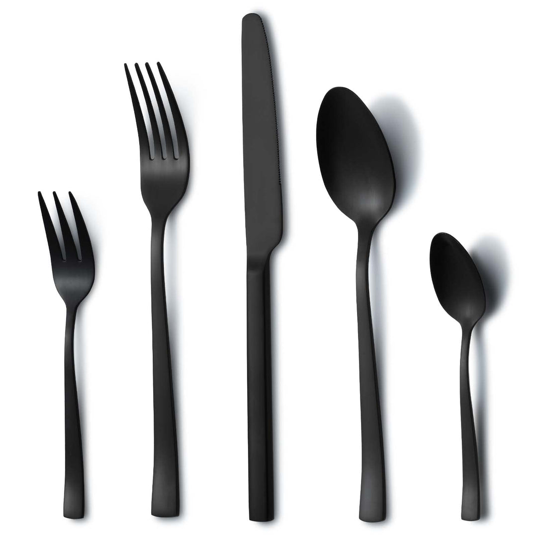 Besteck Set Schwarz, Hunnycook Besteck Set 6 personen, 30-teilig Edelstahl Schwarzes Besteck für Hau