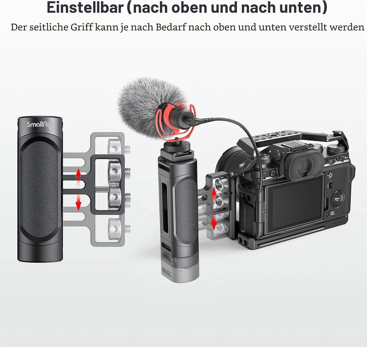 SMALLRIG Mini Seitengriff Side Handle mit doppelter 1/4”-20 Schrauben für DSLR Kamera Cage, Up and D