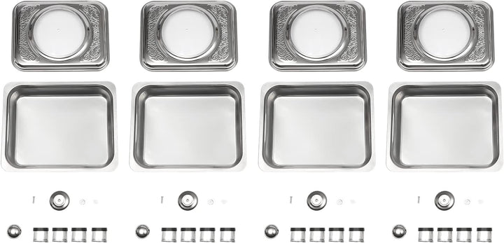 4 Stück Buffetwärmer Chafer Pan Buffet Tray mit Deckel Rechteckiges Chafing Dish Set Wärmebehälter S