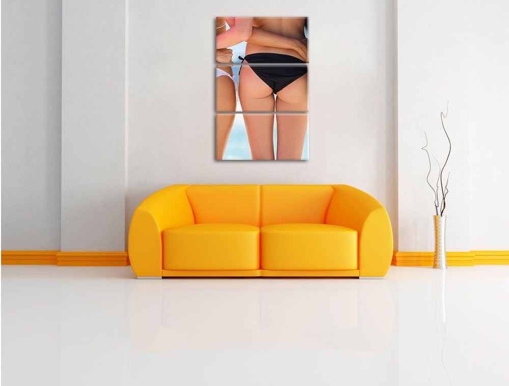 Pixxprint Sexy Girl Bikini als Leinwandbild/Grösse: 3 Teilig (120x80) cm/Wandbild/Kunstdruck/fertig