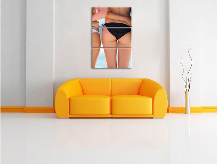 Pixxprint Sexy Girl Bikini als Leinwandbild/Grösse: 3 Teilig (120x80) cm/Wandbild/Kunstdruck/fertig