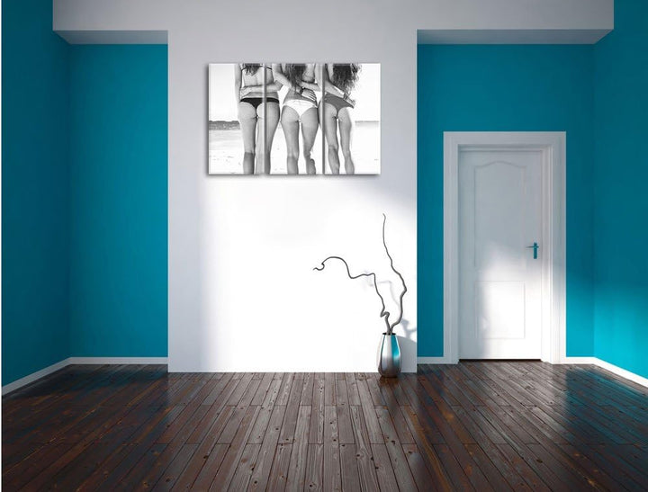 Pixxprint Mädchen in Bikinis als Leinwandbild/Grösse: 3 Teilig (120x80) / Wandbild/Kunstdruck/fertig