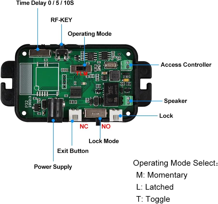 FUSYTULY Wireless Tür Access Control System Kit Set Fernbedienung Entriegeln + Elektrische Drop Bolt