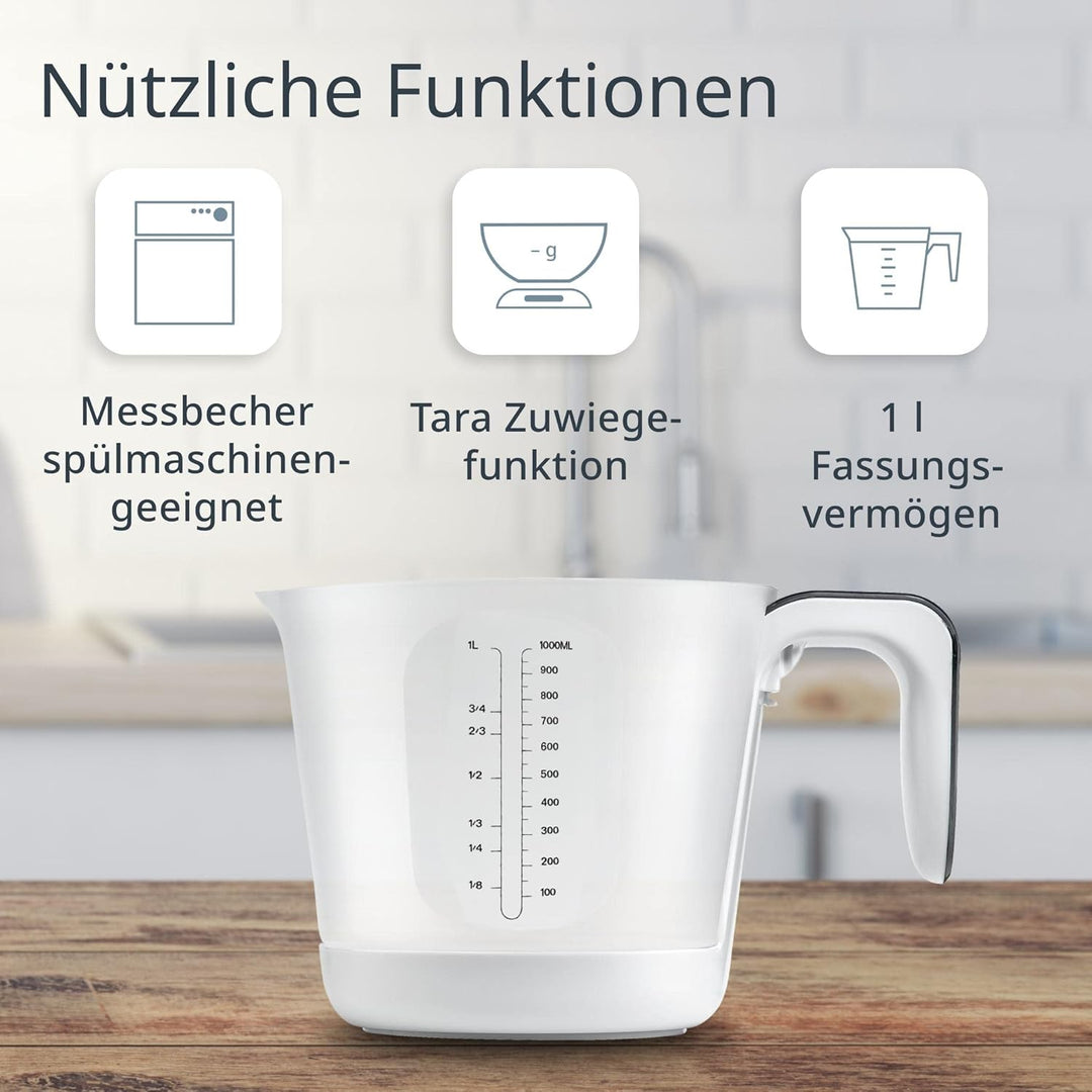 ADE Digitale Messbecher-Waage | Küchenwaage mit Messbecher zum Wiegen und Messen | Elektronische Mes
