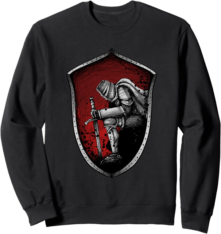 Kniender Ritter Templar Schild Geschenk Kreuzzug Sweatshirt