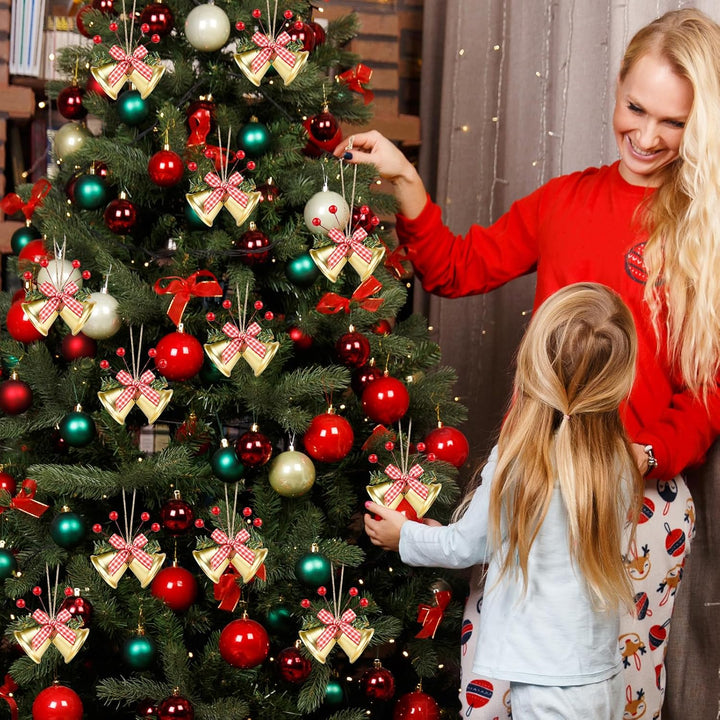 ASTARON 12 Stück Weihnachtsglocken-Ornamente, Weihnachtsbaumschmuck, Glöckchen mit Stechpalmenbeeren