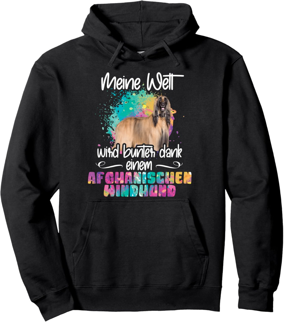 Bunte Welt dank afghanischem Windhund Hunde Pfoten Mama Pullover Hoodie