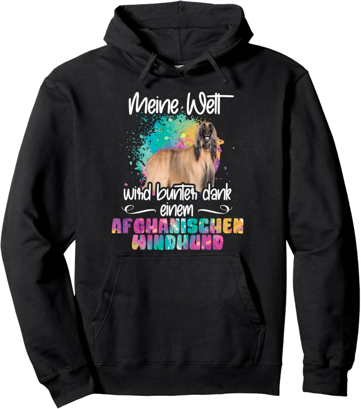 Bunte Welt dank afghanischem Windhund Hunde Pfoten Mama Pullover Hoodie