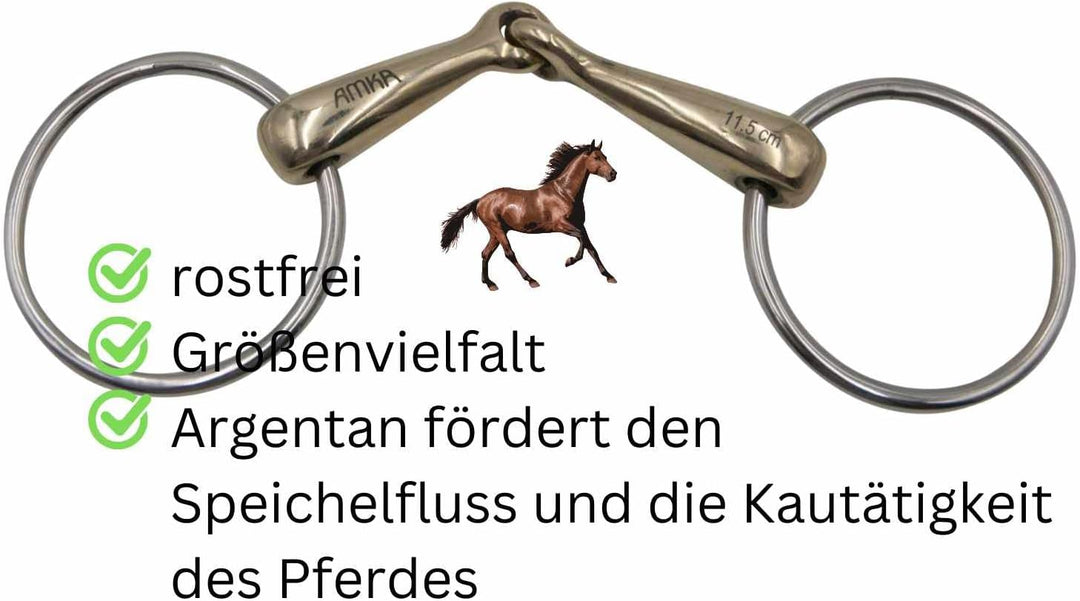 AMKA Wassertrense einfach gebrochen aus Argentan, Stärke 16 mm Ringe 65 mm 13,5, 13,5