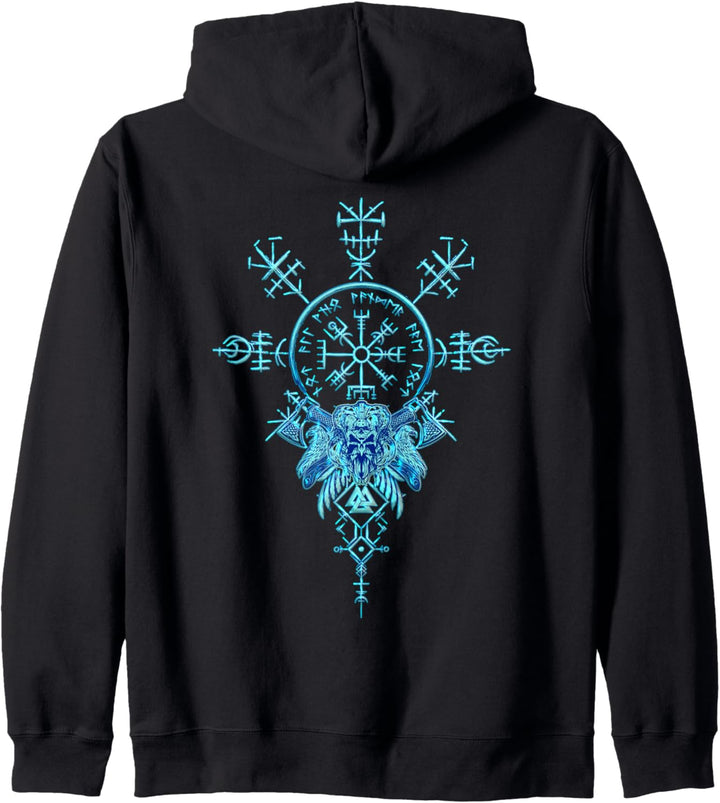 Klassisches Keltischer Vikinger Vegvisir Kompass Wikinger Kapuzenjacke