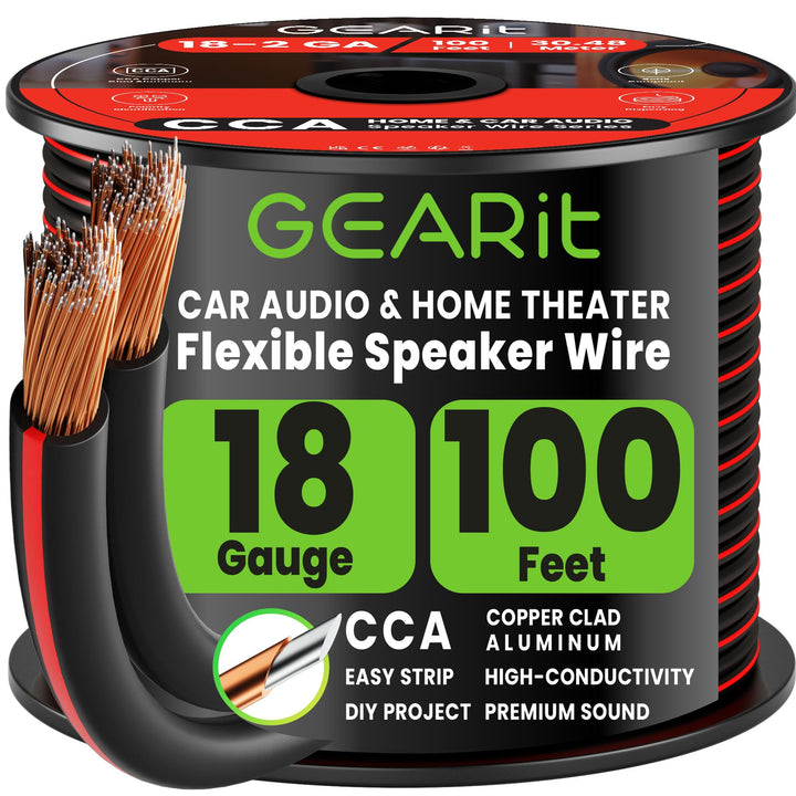 GearIT Pro Series Lautsprecherkabel (18 AWG), 18 AWG, 30,48 m, ideal für Heimkino-Lautsprecher und A