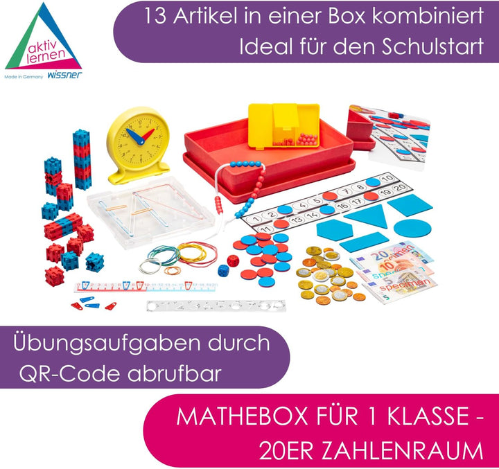 WISSNER® Mathe-Lernbox für die Grundschule mit Übungsaufgaben - Mathe-Set Made in Germany, Ideal für